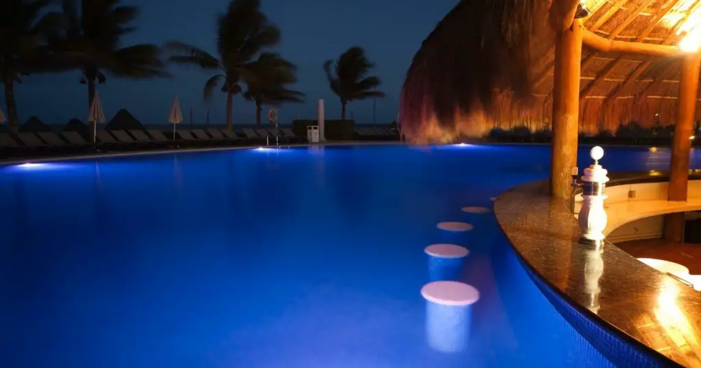 swimming pool at night