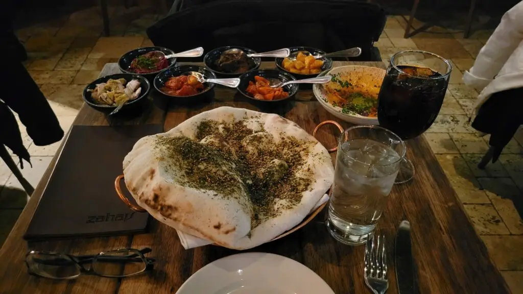 laffa bread with lauded hummus